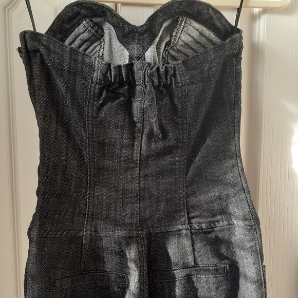 Strapless Sweetheart Neckline Denim Jumpsuit - Picture 4 of 13